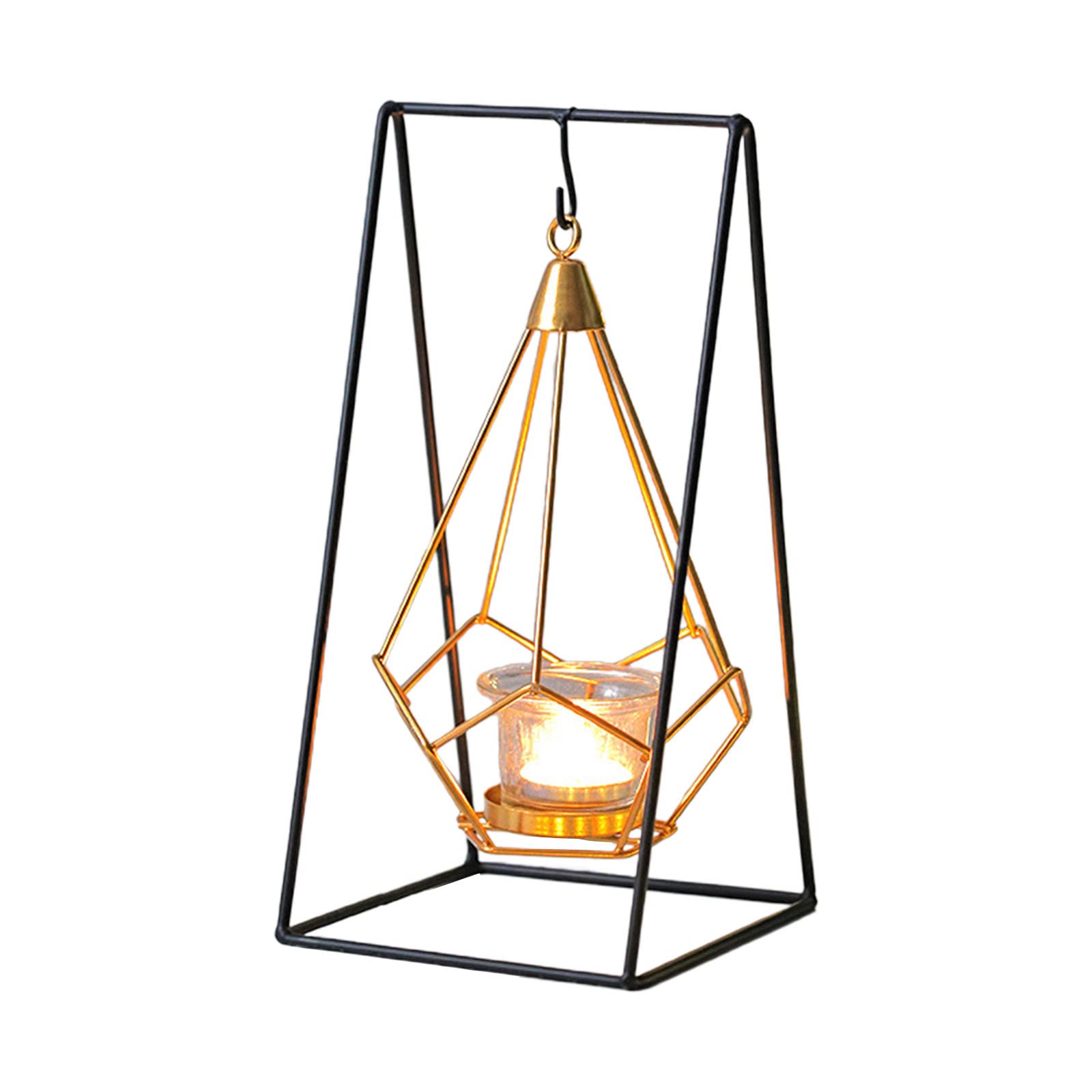 Tsophreniq Nordic Geometric Metal Hanging Candlestick Wrought Iron Holder for Home Wedding Dining Table Decoration Holder for Wedding Table