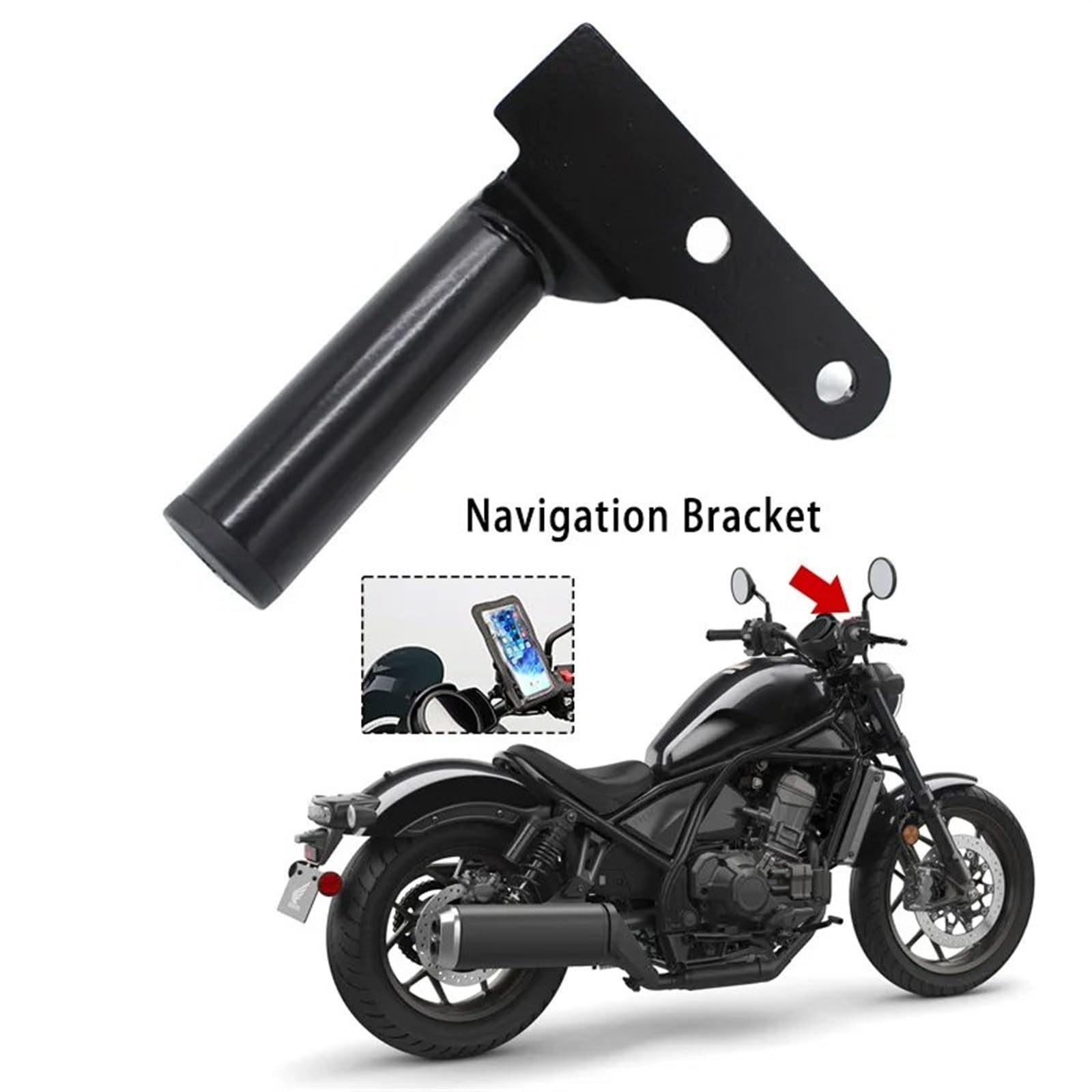 Soporte Navegación Soporte Manillar Navegación para Teléfono Móvil Motocicleta 22 Mm para Rebel1100 Rebel250 Rebel500 Rebel300 CMX1100 CMX300 CMX500 Soporte GPS para Motocicleta(B)