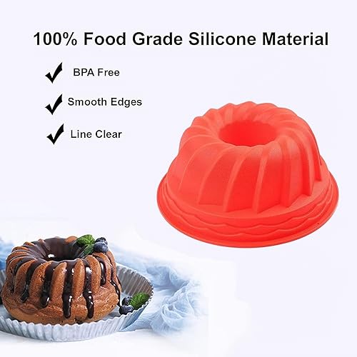 Miniatura 3 de Dwwffer Paquete de 2 moldes de silicona para tartas, molde redondo antiadherente de grado europeo para gelatina, gelatina, pan, pastel Bundt,