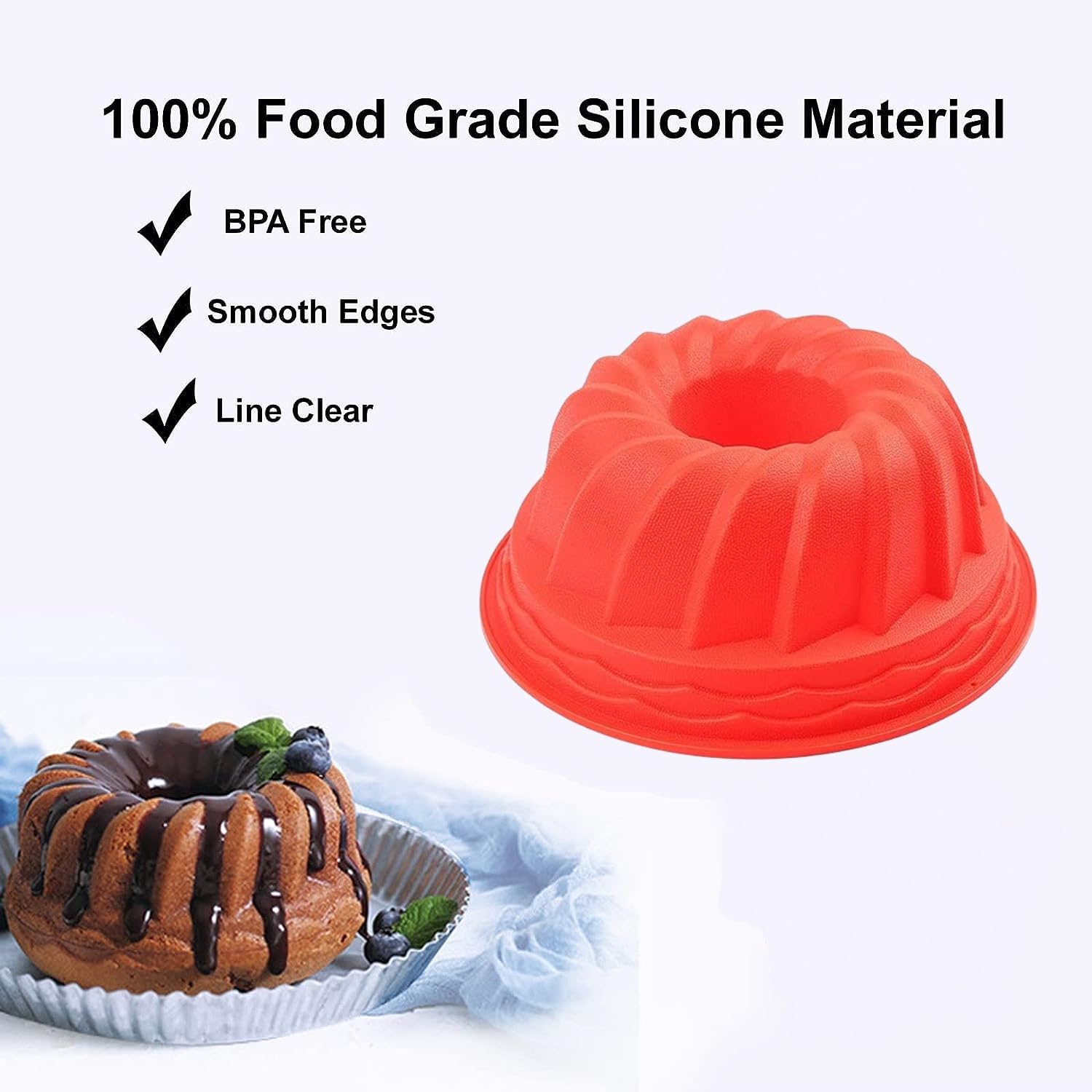 Silikon Gugelhupf Backform - Antihaft, 27,9 Cm - Perfekt Für Kuchen, Gelee & Mehr