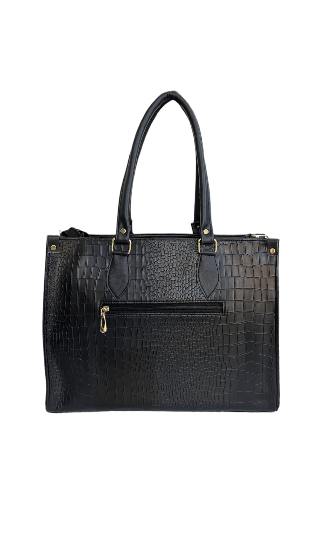 W2S Women's Solid Synthetic PU Leather Handbagf/Tote Bag with Zipper Closure and Strap for Office, College and Party (Black) 4