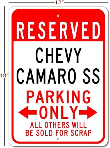 Miniatura 5 de Chevy Camaro SS Reserved Parking Only All Others Will Be Sold For Scrap, letrero de estacionamiento de metal, decoración de pared de cueva
