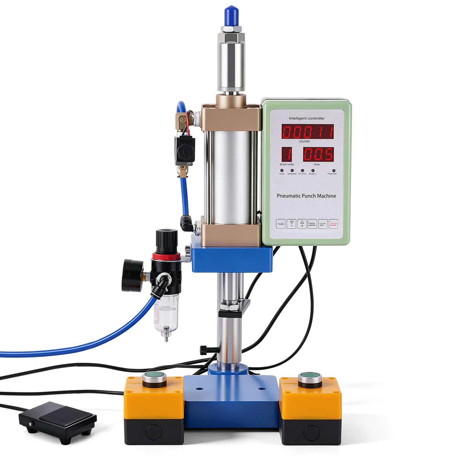 YUCHENGTECH Prensa Punzonadora Neumática con Controlador con Pantalla | Capacidad 200 kg,Un Solo Cilindro,Rango de Presión 0,7–0,8 MPa,Control Doble,Altura Ajustable,Múltiples Usos