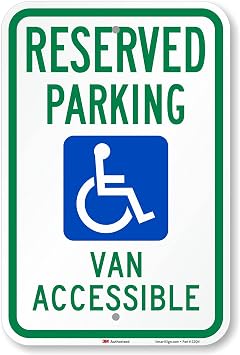 SmartSign 18 x 12 inch Reserved Parking - Van Accessible Handicapped Parking Metal Sign, 63 mil Aluminum, 3M Laminated Engineer Grade Reflective Material, Green, Blue and White, Made in USA