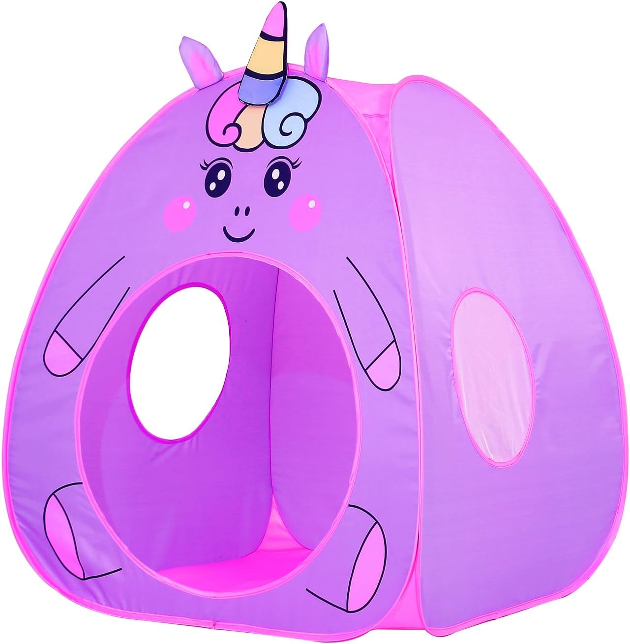 Kids Play Tent Lucky Castle Pop Up Tent for Kid Cute Tent for Boys and Girls Indoor Outdoor Play Tent with Storage Bag Perfect Kids Gift(Purple Unicorn)