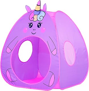 Kids Play Tent Lucky Castle Pop Up Tent for Kid Cute Tent for Boys and Girls Indoor Outdoor Play Tent with Storage Bag Perfect Kids Gift(Purple Unicorn)
