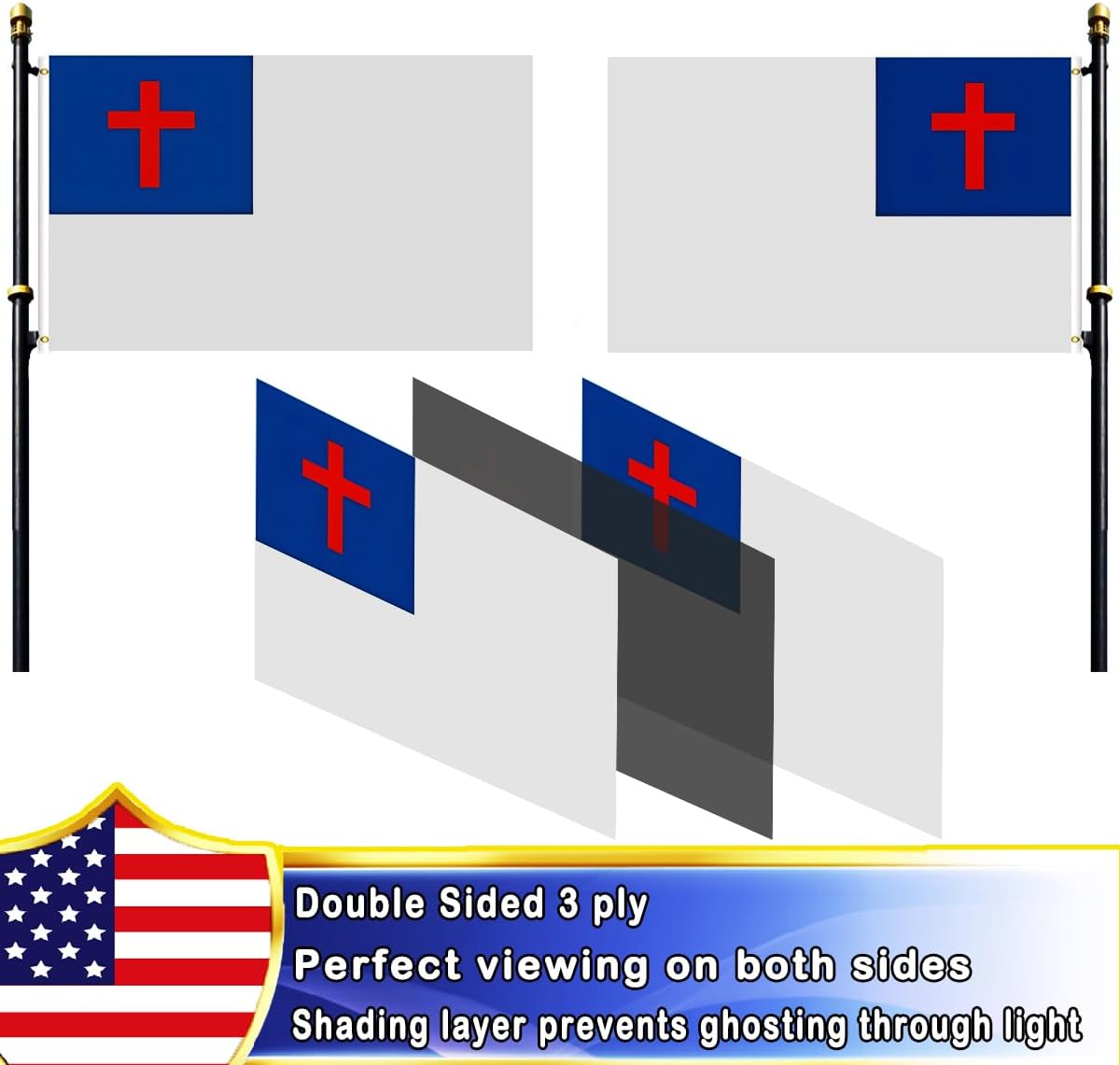 VOLTA Double Sided Christian Flag 4x6 Feet, Outdoor Heavy Duty 3-Ply Jesus Flag with Canvas Header/Brass Grommets for Indoor and Outdoor Use