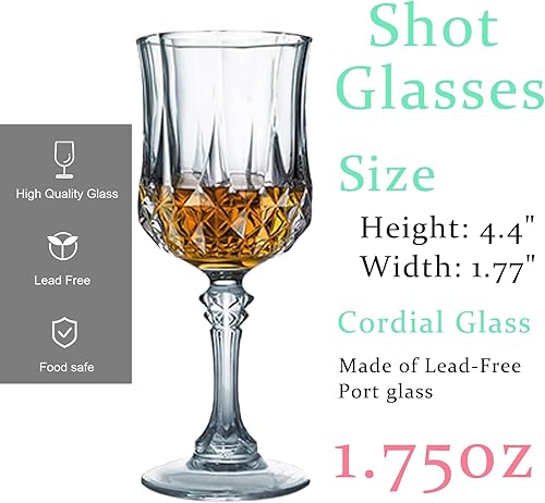 Vista 2 de Cordial Glasses with Stem,Sherry Gafas de puerto Vasos de cristal Vaso Limoncello 1.75 oz (12)