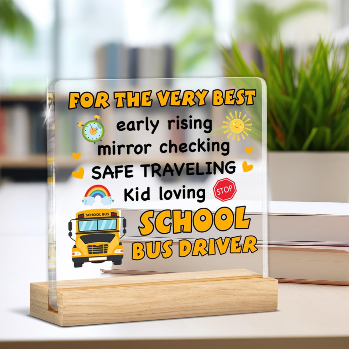 Bus Driver Appreciation Gifts for Men Women, Gifts for School Bus Driver Thank You Back To School Retirement, Clear Acrylic Desk Decorative Sign Decor - Image 6