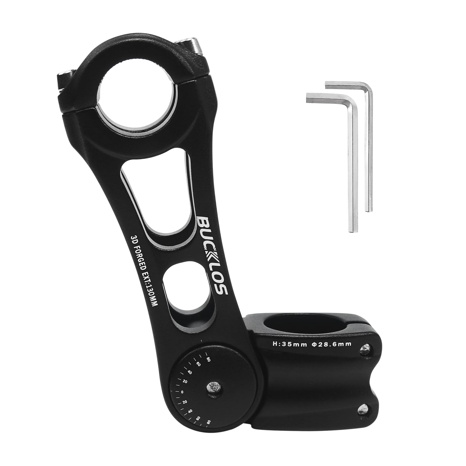 AEYINO 25.4 Bike Stem 130mm 80 Degree Adjustable MTB Stem Handlebar Rise Extender for Mountain Bike,Road Bicycle,MTB