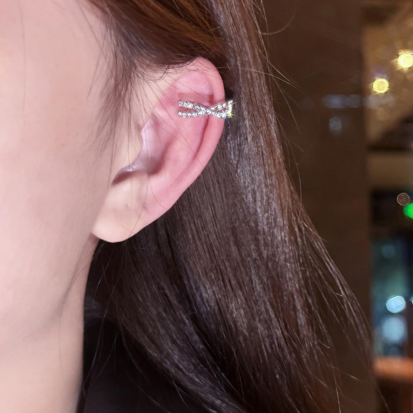 2Pcs Silver Ear Cuffs Non Piercing Adjustable Cuff Earrings for Women Cubic Zirconia Clip On Cartilage Helix Conch Fake Earrings Hypoallergenic - Image 6