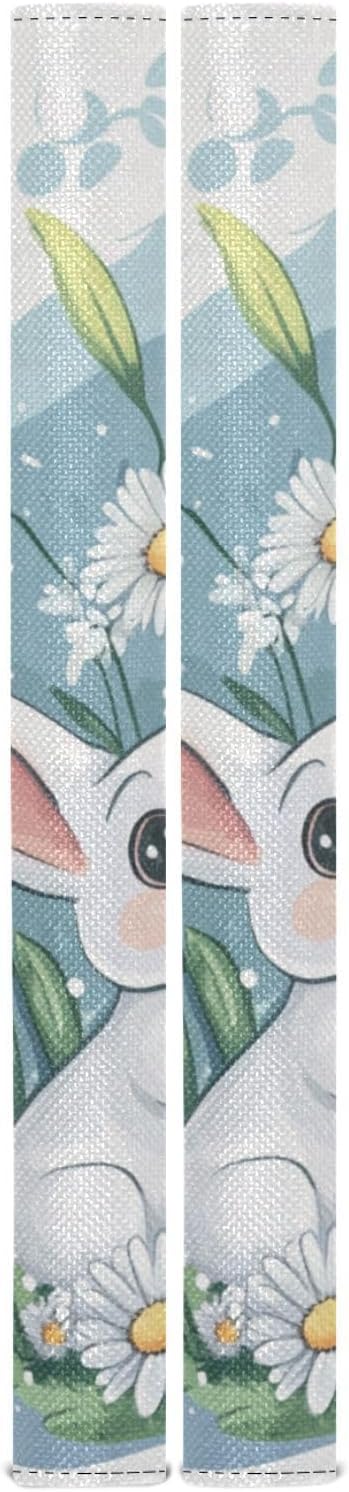 Refrigerator Handle Covers Set of 2 Door Handle Covers for Fridge Oven Microwave Appliance Washable Decor Non-Slip Dishwasher Door Cloth Protector Blue and White Easter Bunny Daisy 14x5.5in
