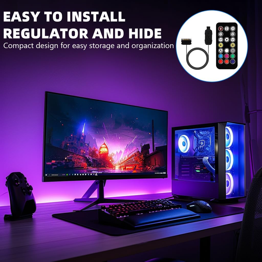 ZORBES® 5V 3-Pin ARGB LED Strip Controller with Remote, Addressable RGB Light Control Hub for Cooling Fan, Personalized Light System, 215 Dynamic Modes, for PC Case, Gaming Setup, DIY PC Light