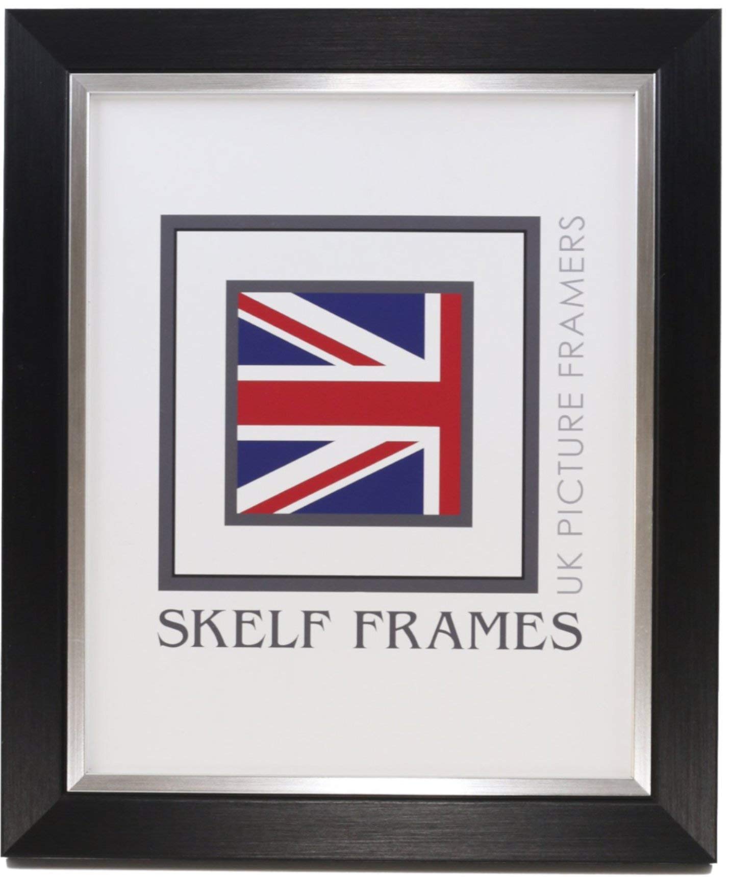 Skelf Frames Black And Silver 6.5 X 5.5 Inches Picture Photo Frame In Brushed Black With Silver Inlay With Glass Hand Made In Yorkshire (Multiple Sizes)