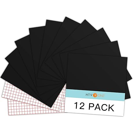 Black Vinyl Sheet for Cricut, HTVRONT 12 Pack Permanent Black Vinyl Sheets 12" x 12"