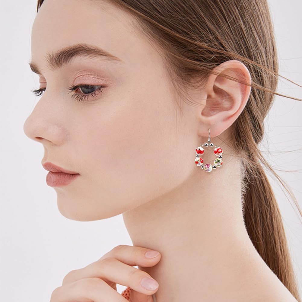 1 Box 120PCS 6 Styles Flower Printed Porcelain Ceramic Beads with Holes Round Flowers Chinese Vintage Charms Loose Spacer Bead Bulk for Jewelry Making Bracelets Necklaces DIY Craft Supply - Image 5