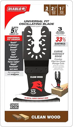 Miniatura 2 de Diablo Demo Demon - Cuchilla oscilante bimetálica universal para madera limpia, ancho de corte de 2-1/2 pulgadas, profundidad de corte de 1-1/2