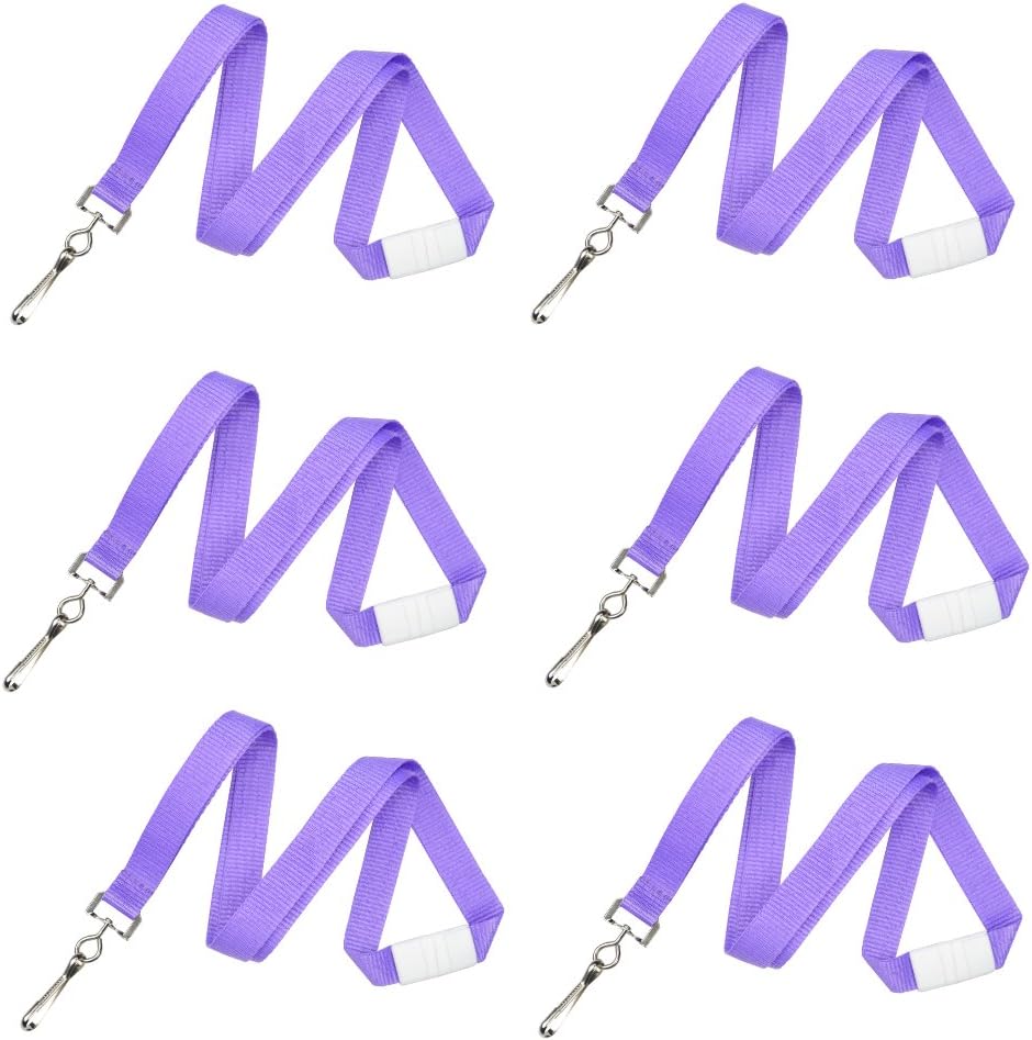 6 Pack - Premium Bright Color Neon Lanyards with Breakaway Clasp - Cute Colors & Durable for Schools, Work, Camps and More! by Specialist ID (Lavender Purple)