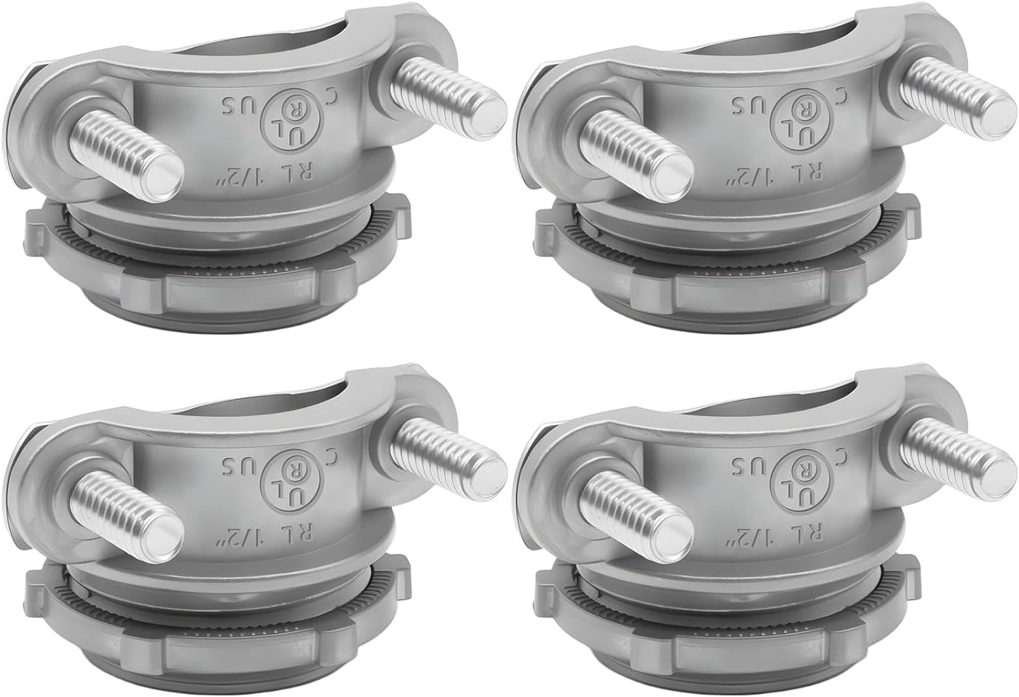 4Pcs Clamp Type Cable Connectors,1/2” Metal Electrical Connectors Wire Clamps for Metallic Conduit Protect Cables,Silver Premium Zinc Alloy.
