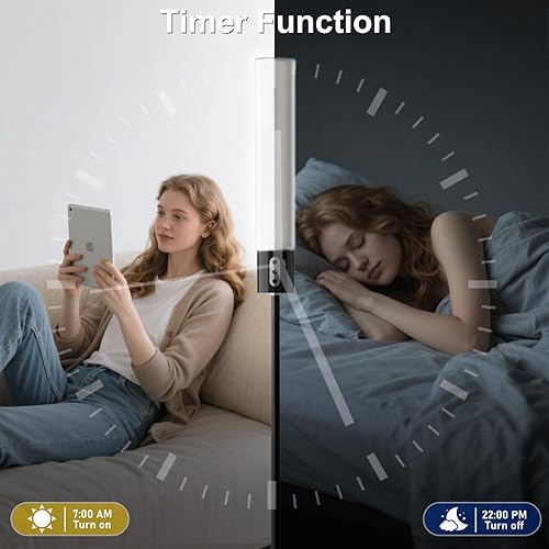 Miniatura 6 de luckystyle RGBICW - Lámpara de pie cilíndrica de 1500 lúmenes, lámpara de pie inteligente con 16 millones de colores, brillo ajustable, modernas