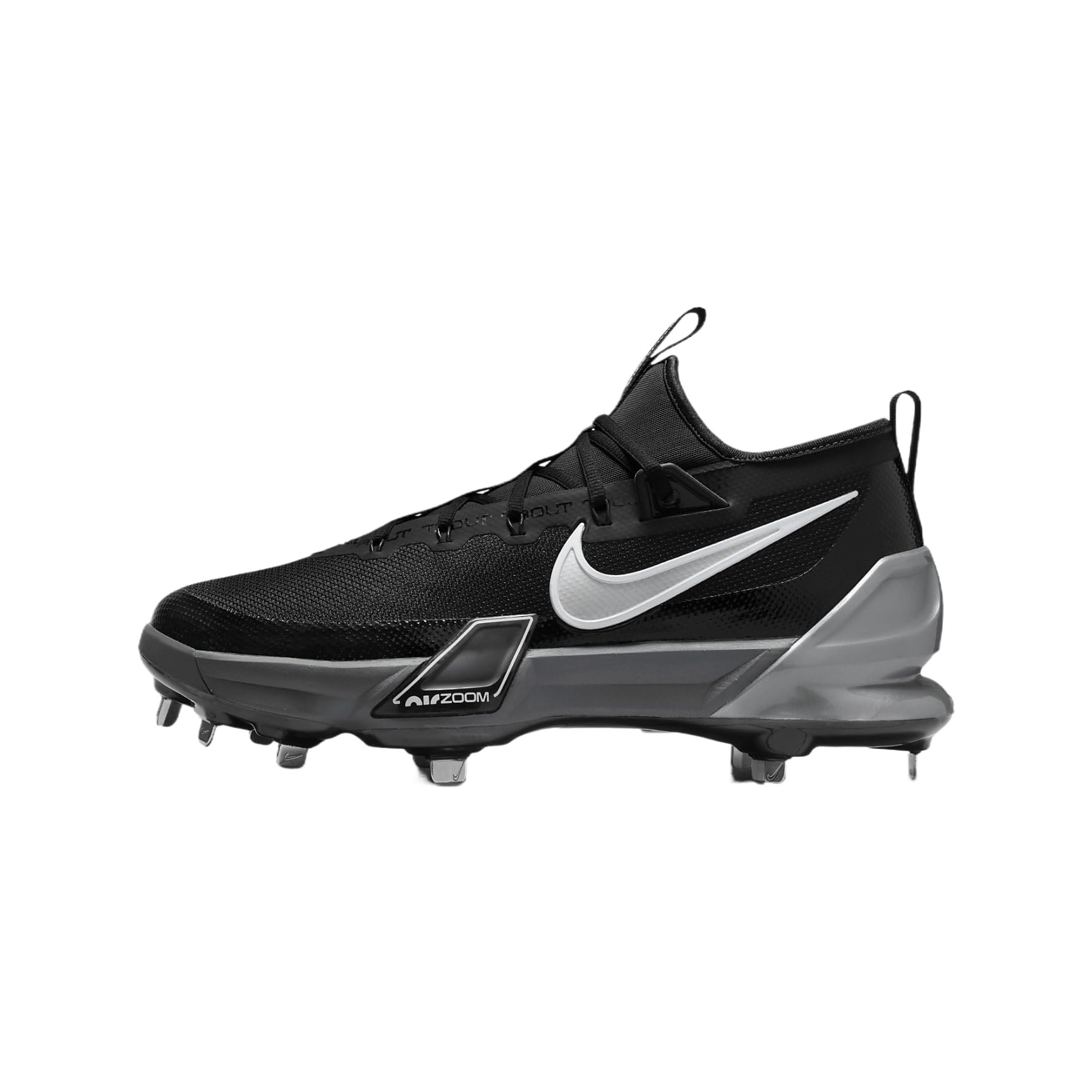 Nike Force Zoom Trout 9 Elite Baseball Cleats (FB2906-003, Black/Anthracite/White/Metallic Silver) Size 13