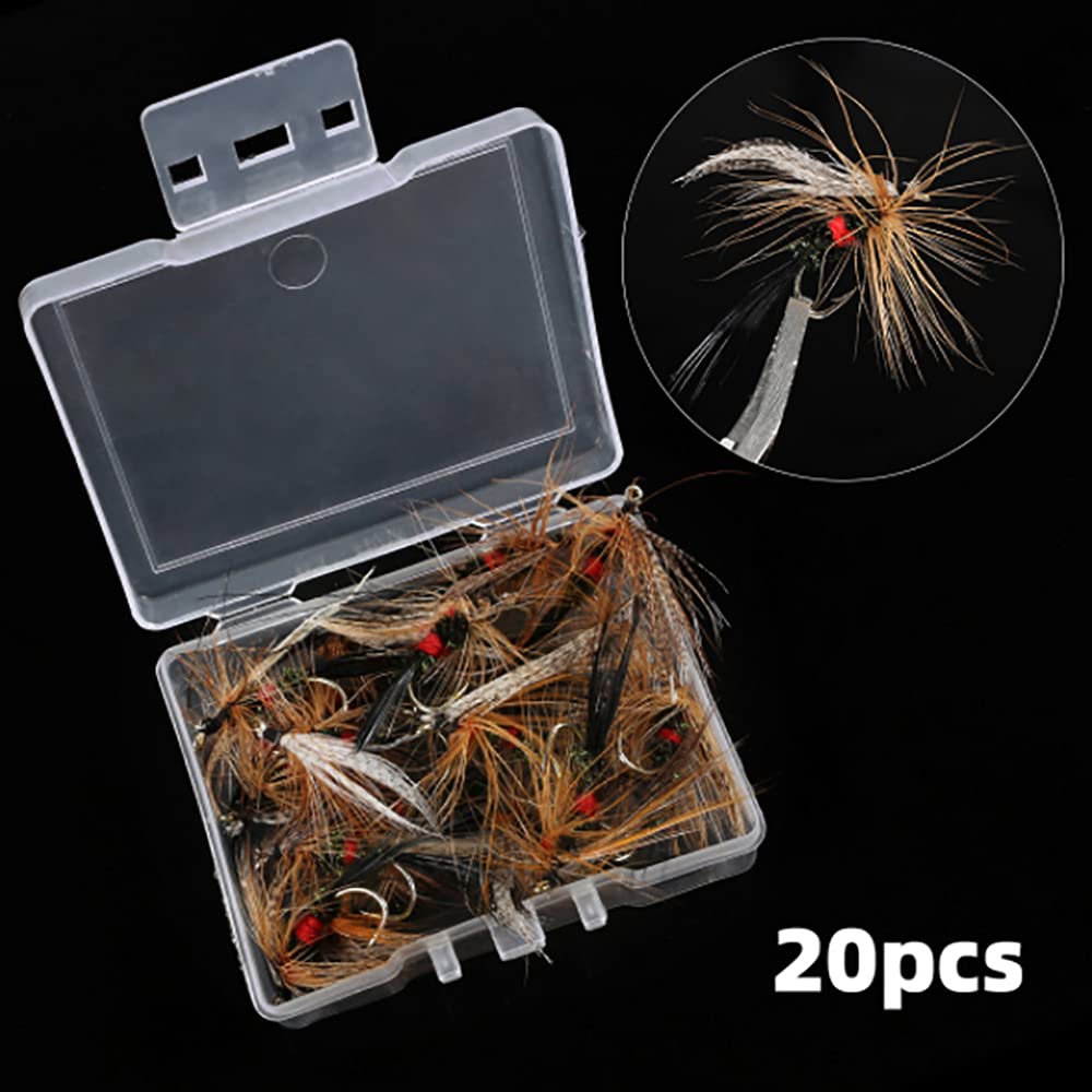 ANCLLO Lot de 40 Mouches de pêche à la Mouche avec boîte étanche pour pêche à la Truite - Style A ANCLLO Lot de 40 Mouches de pêche à la Mouche avec boîte étanche pour pêche à la Truite - Style A