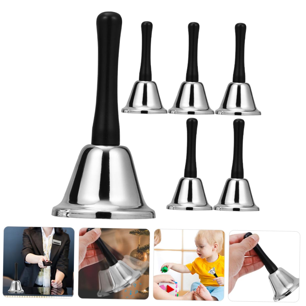 STOBAZA 6pezzi Campane da Tavolo in Metallo Campanello Portatile per Feste Decorazioni Natalizie Campane Campanello Mano per Ristorante e Hotel