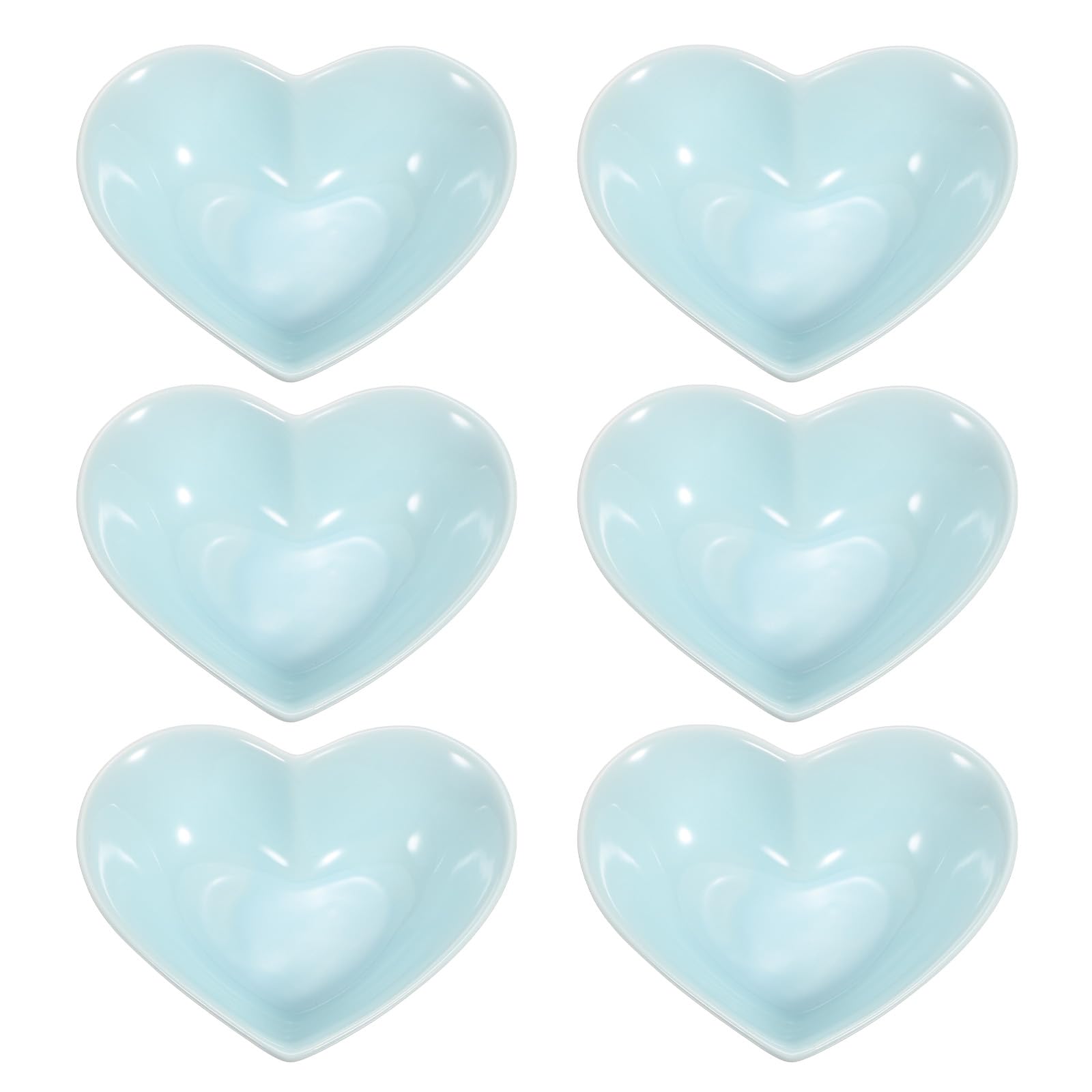 QUARKZMAN Cuenco Cerámico Azul En Forma De Corazón Para Salsas Juego De 6 Platos Pequeños De Porcelana De 5 Pulgadas Para Aperitivos Condimentos Y Cocina Ideal Para Hogar Bodas Fiestas