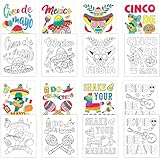 ParsNuntio Cinco De Mayo Coloring Cards Kit - Mexican Fiesta DIY Paper Craft Activities Party Favors - Color Your Own May 5th Celebrate Coloring Pages Birthday Party Decorations - Set of 24