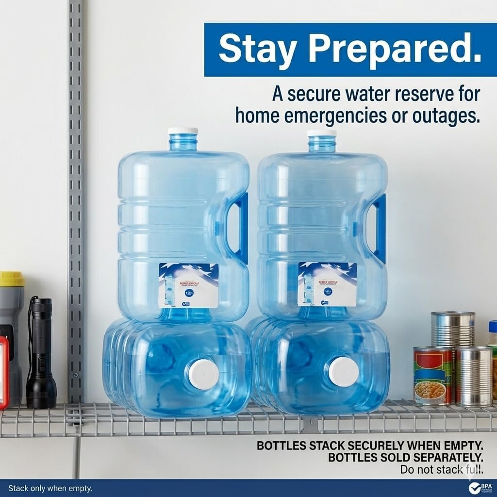 3‑Gallon Stackable Refillable Water Jug – BPA‑Free Durable Plastic with Easy‑Grip Handle & Leak‑Resistant Cap, Space‑Saving Hydration Solution (1)