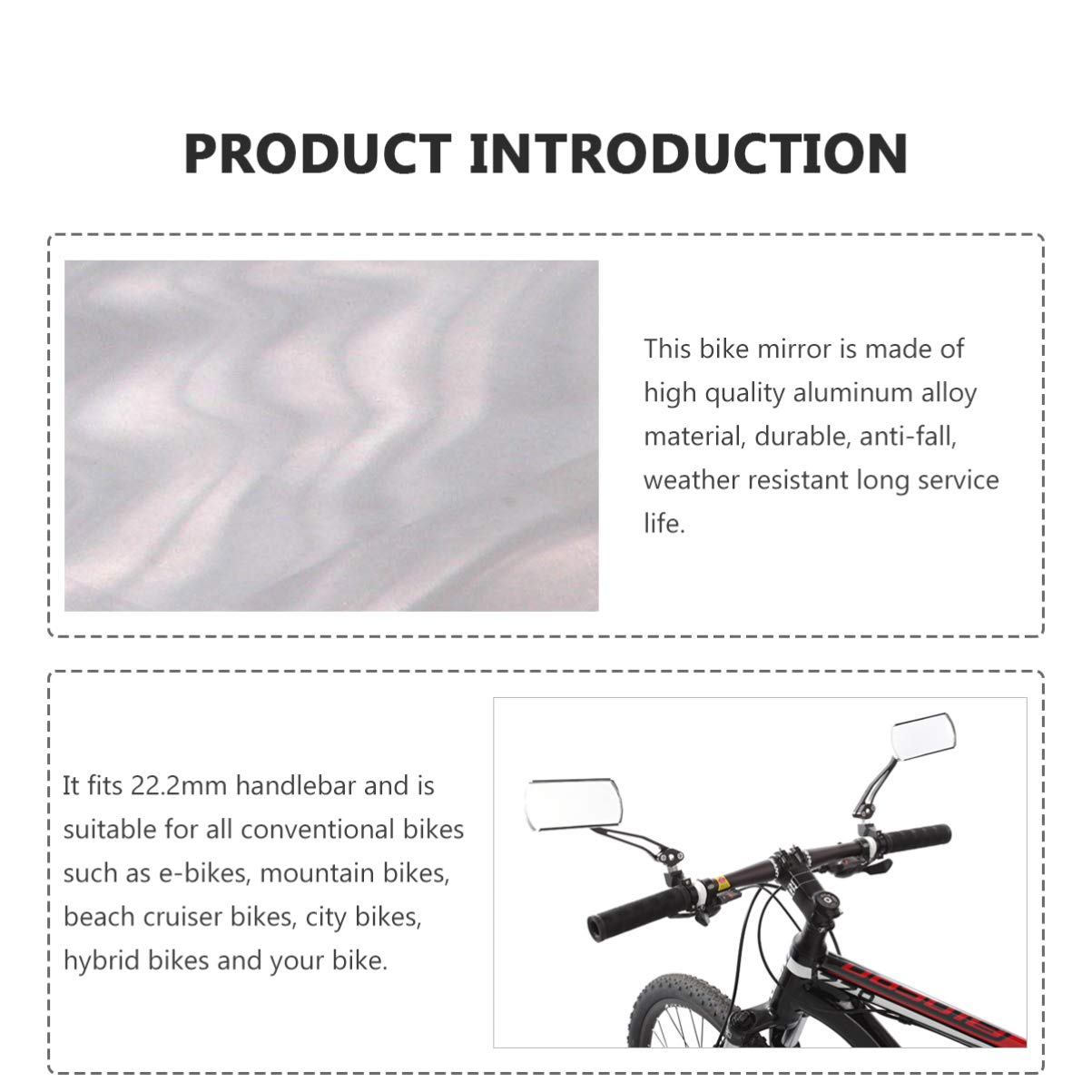 Specchio Retrovisore per Manubrio Bici, 1 Paio, 22, 2 Mm | Lega di Alluminio Nera, Inclinabile e Pieghevole, Viti Incluse, per Bici e Mountain Bike