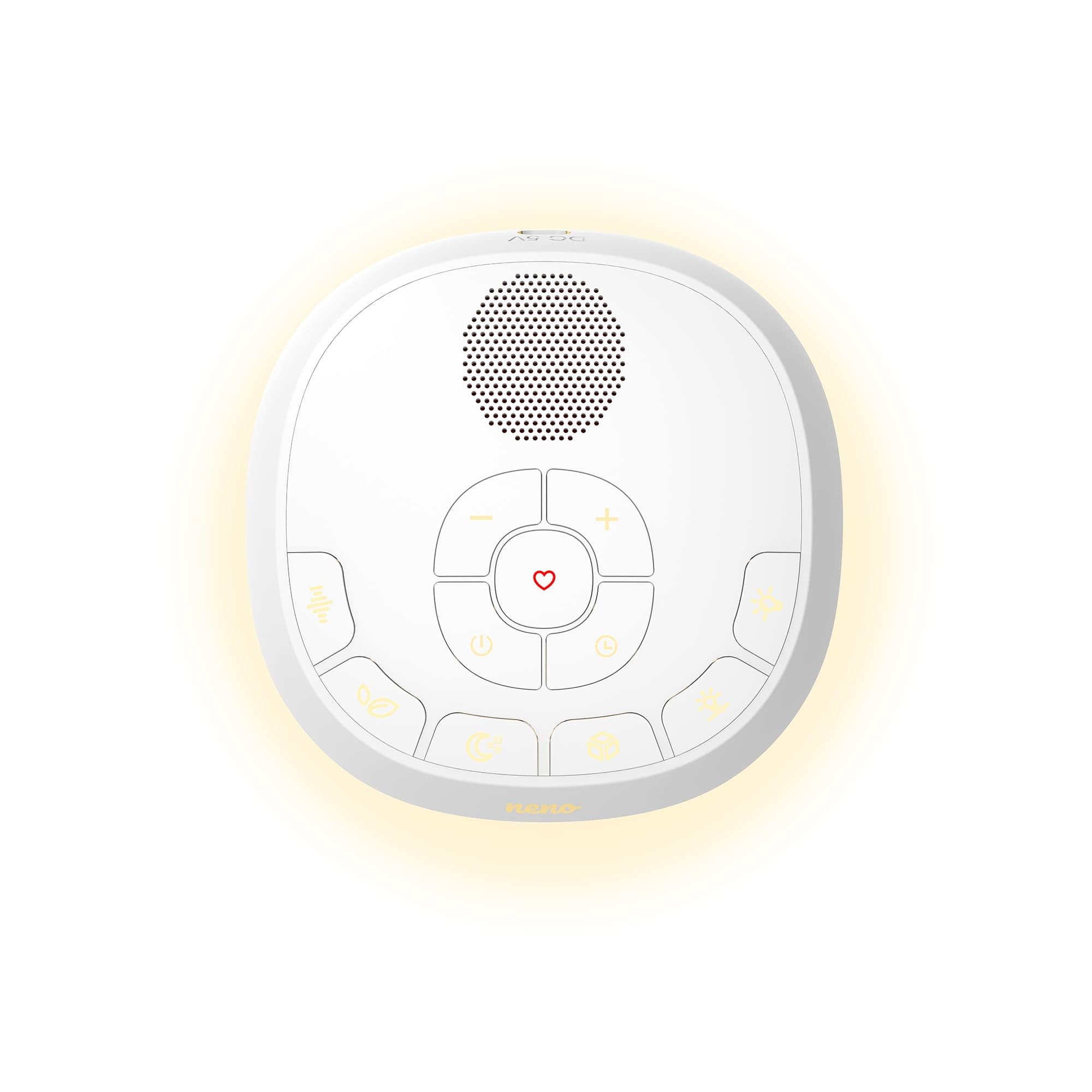 Neno Lumia White Noise Machine Baby - Weißes Rauschen mit Einschlafmusik - Einschlafhilfe Babys mit Nachtlicht - Naturgeräusche Box mit Stilllicht und Herzschlag-Aufnahmefunktion