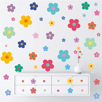 Wall Sticker Flower Wallpaper Wall Sticker Plant Flower Cosmos Stylish Stylish Sticker Cafe Pink Yellow Color Green Green Cute Colorful Wallpaper Height Meter Norse Kitchen Toilet Flower Leaves
