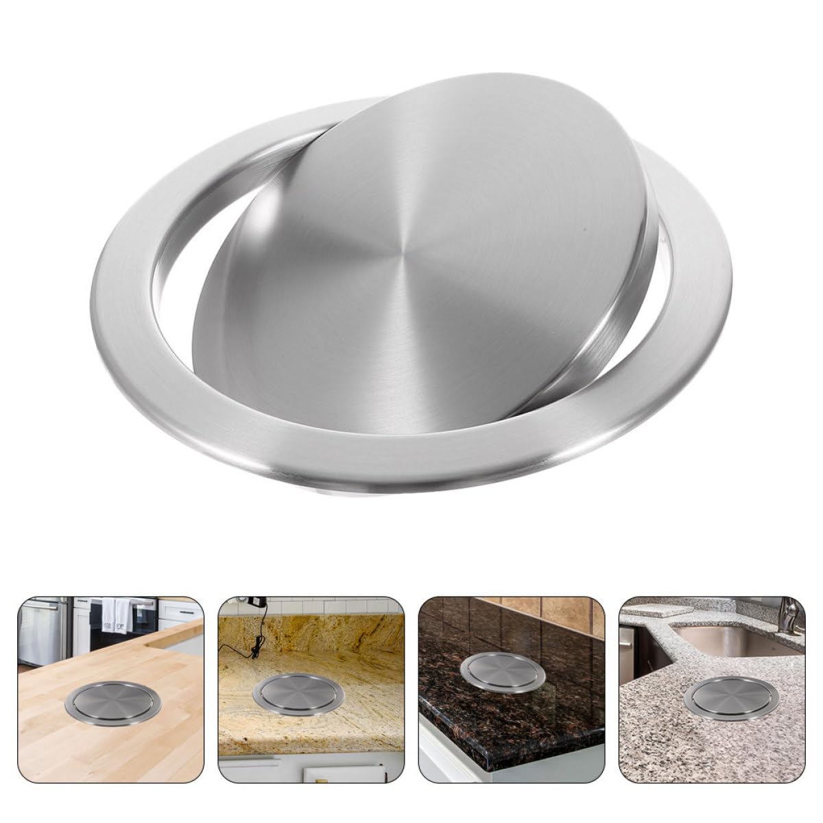Coperchio Inox a da Incasso per Bidone della Spazzatura in 403 Design Pratico Ribalta Colore Argento per Cucina Domestica