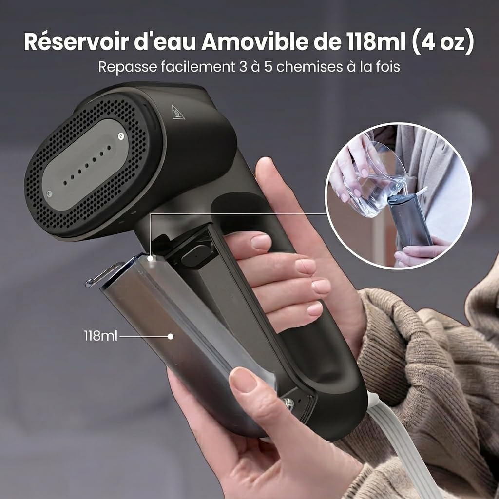 Neakasa Magic1 - Défroisseur vapeur vêtement - Aspiration + repassage vertical 1 main - Portable pour voyage - Prêt à porter sans trace eau - 220-240V(Anthracite)