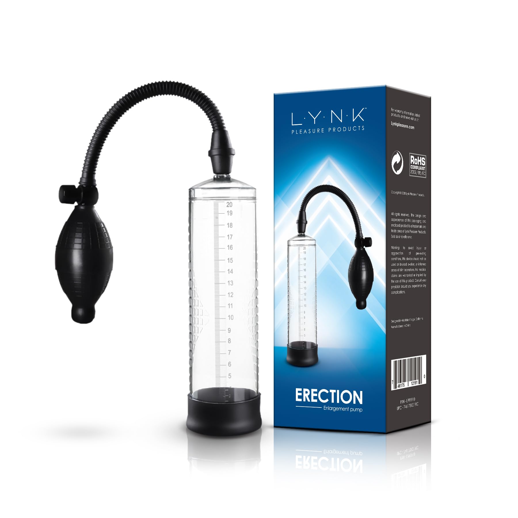 The Beginner Penis Pump w/Black Squeeze Bulb - Erection Enhancement System for New Users - Easy to Read Measurement Lines - Silicone Sleeve for Airtight Seal - Easy to Clean - 8" L x 2.3" W