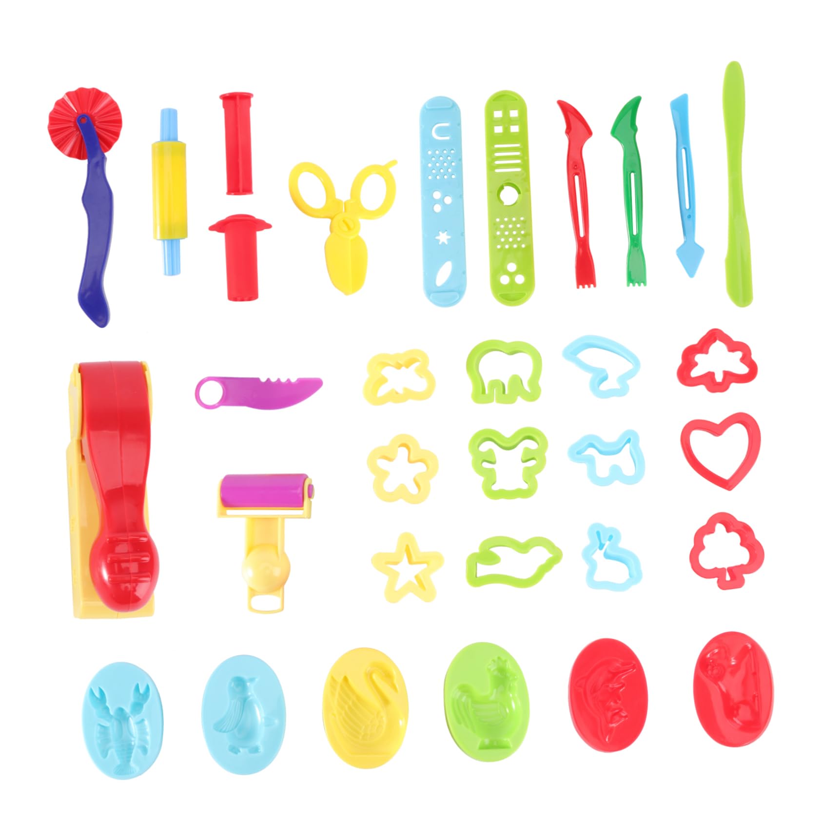 Operitacx 31Pcs DIY Clay Molds for Plasticine Tools for Imaginative Play Moulds for Creative Fun Birthday Present Random Color