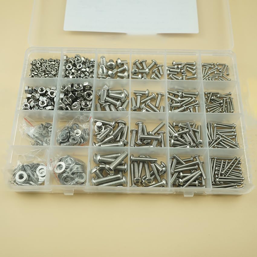 Lilianos 880PCS/Set M2 M3 M4 M5 Hex Socket Pan Head Countersunk Bolts Screw Nut Assortment Kit with Hex Wrenches, 304 Stainless Steel
