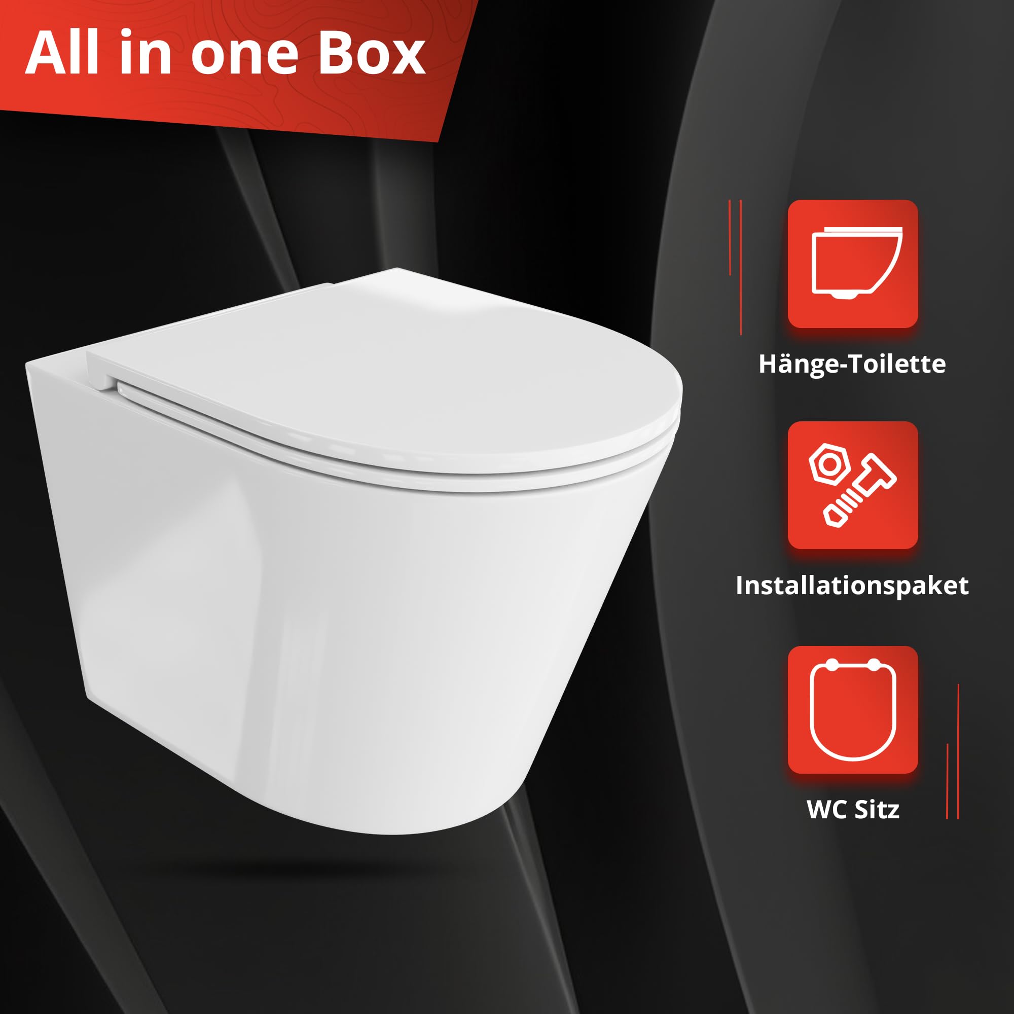 Lavita LAV 101 Elementi a parete per WC 40cm + WC sospeso a parete a fondo profondo GALVE Bianco senza brida + Piastra di comando LAV 200.1.2 Cromato | Set completo | Cassetta di scarico a incasso |