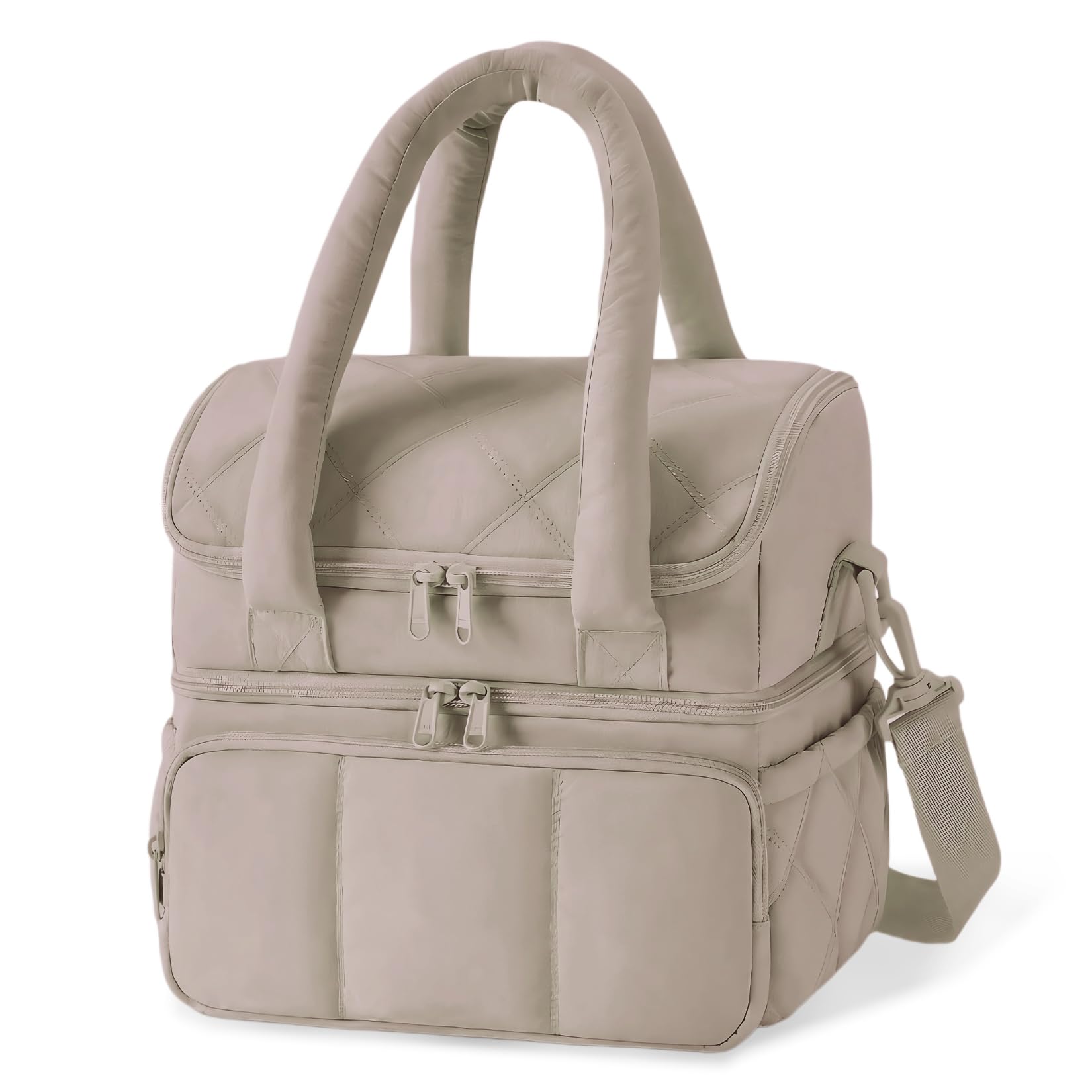 GarveeMore Large Insulated Lunch Bag for Women, 11.8L Double Layer Cooler Tote Bag with 180° Zipper, Lunch Tote Bag Leakproof Thermal Lunch Box Adjustable Strap Handbag for Work Picnic Beach