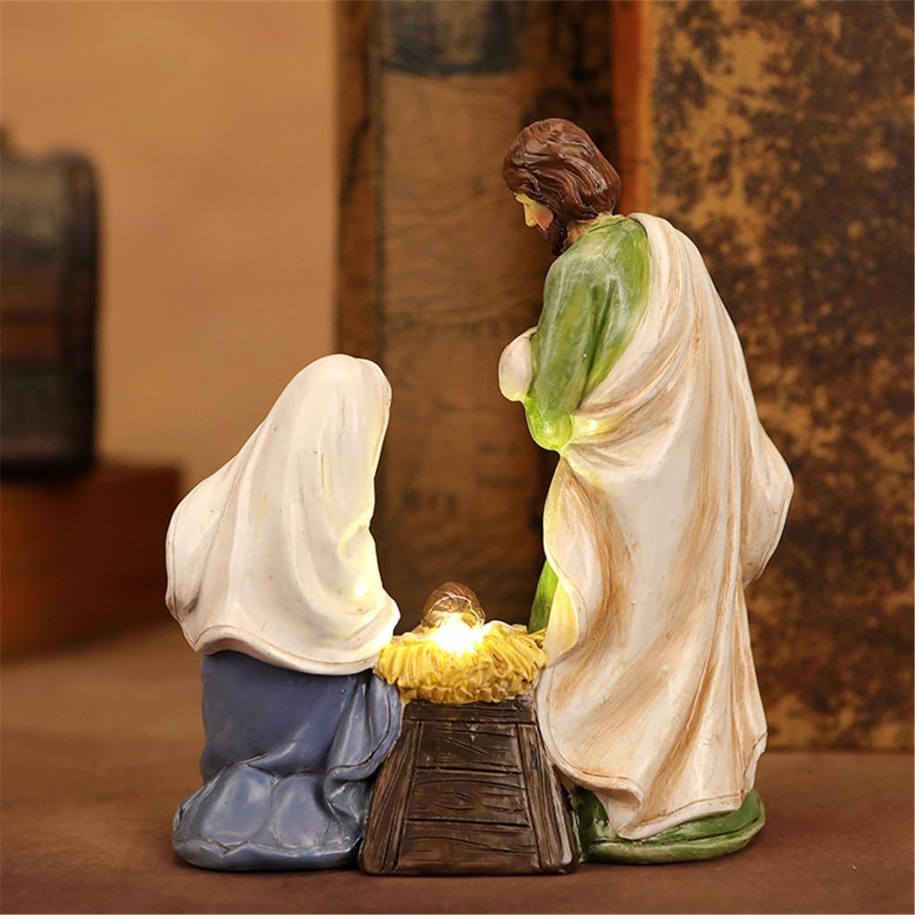 Decorazione natalizia in resina con luce LED e pila a bottone per uso familiare