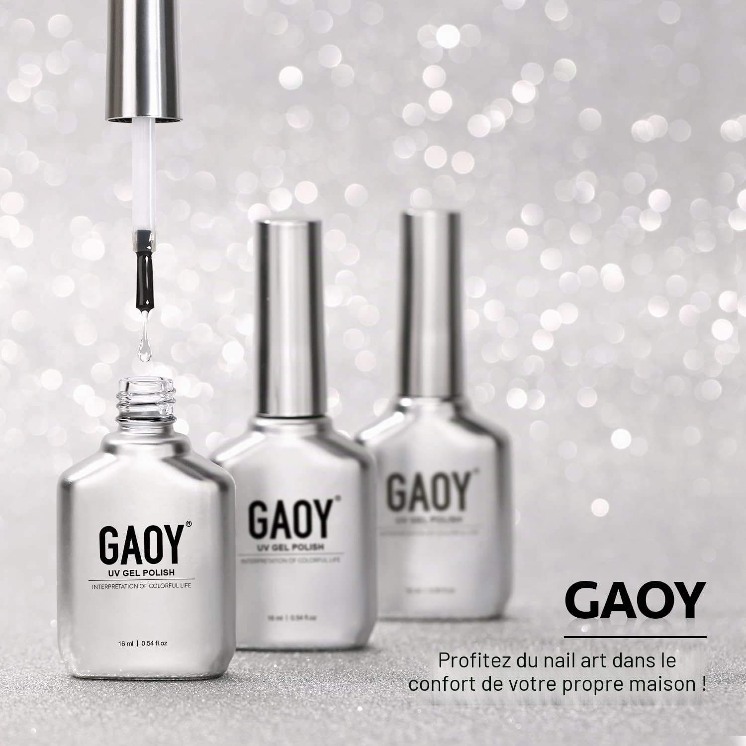 GAOY Vernis de base en gel pour vernis à ongles gel, 16 ml, fond de teint transparent sans essuyage pour une longue durée de vie à la lumière UV, nail art, bricolage à la maison