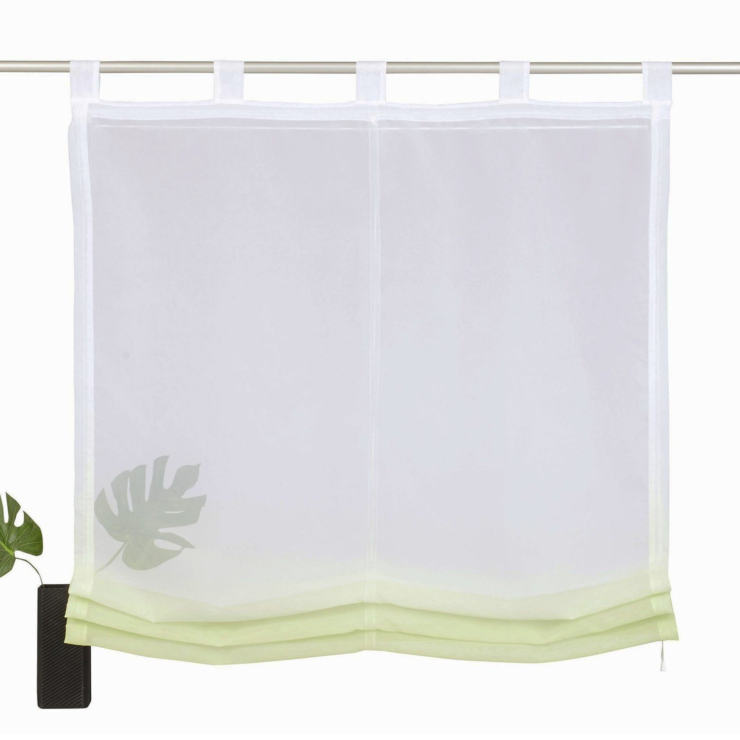ANGEL BUD Tulle Roman Shade - sheer voile Roman Blinds Lifting Curtains With Loops - 1 Piece Panel - Window Cover for Bedroom, Bathroom, Kitchen - 80x150cm, Green and white gradient