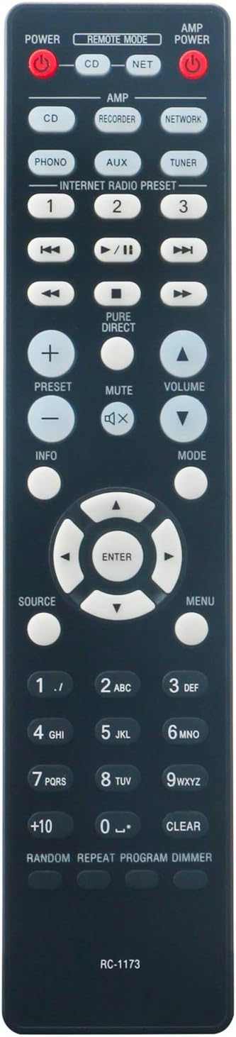 Allimity RC-1173 RC1173 Replacement Remote Control Compatible with Denon Integrated Stereo Amplifier CD Player PMA-520AE PMA-720AE DCD-520AE PMA520AE PMA720AE DCD520AE