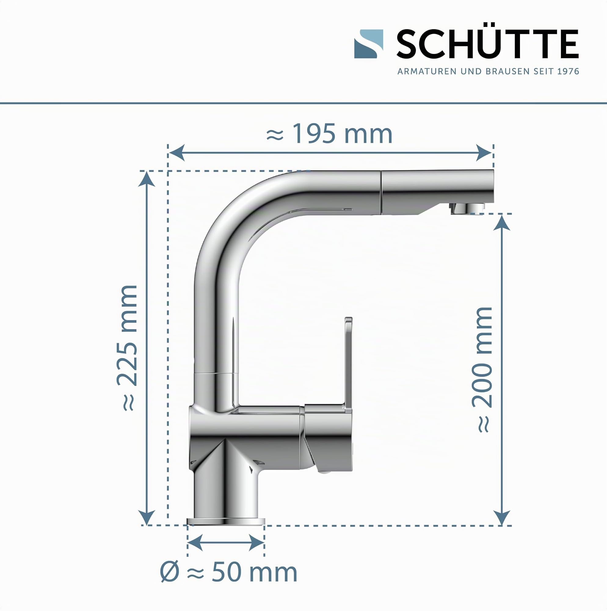 Schütte 79710 Grifo de baño extraíble, alcachofa, Ideal para Lavar el Pelo, Mezclador Monomando con desagüe en Cromo, Cromado