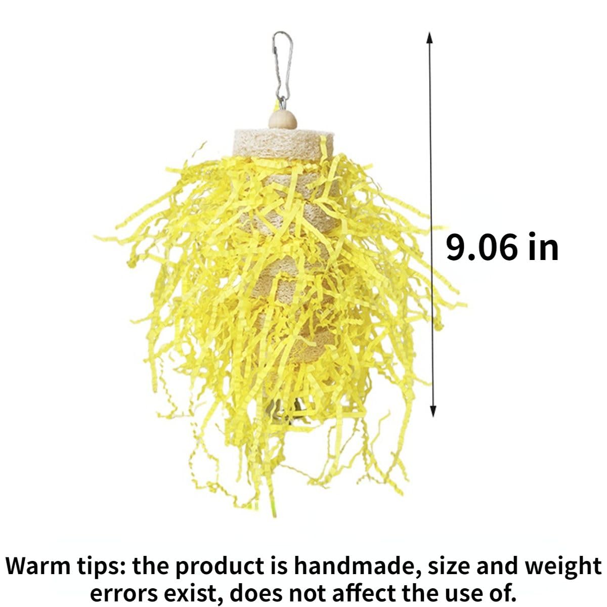 Bird Toys Parrots Parakeet Loofah Chewing and Shredding Toy – Foraging Hanging and Enrichment Cage Accessories for Lovebirds Cockatiels Conures African Greys Cockatoo (Yellow) - image 2
