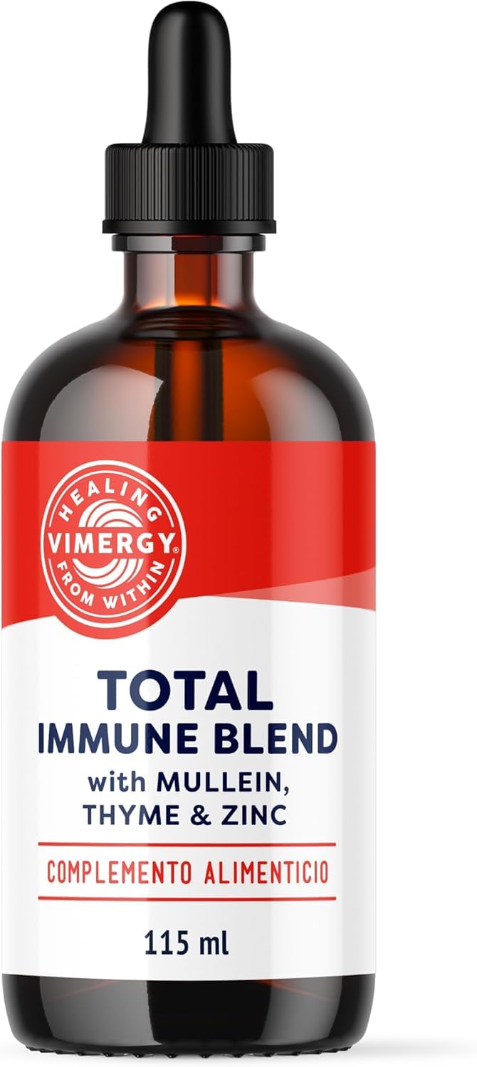 Vimergy Total Immune Blend – 115 ml, 57 Dosis – Gotas de Refuerzo para Defensas Inmunitarias en Adultos - Suplemento de Zinc, Tomillo y Gordolobo para Todas las Estaciones – Vegano, Sin OMG