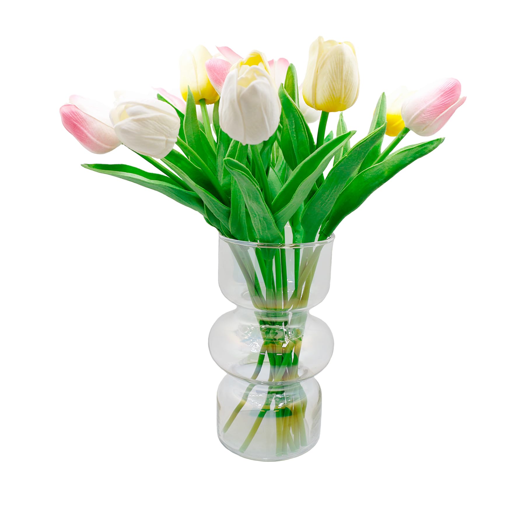 Jarrón geométrico hidropónico de cristal – Moderno decorativo para casa, oficina, boda – Forma de tulipán (Heptachrome)