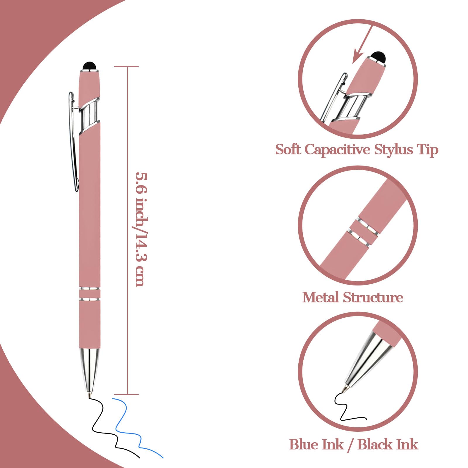 Custom Personalized Pens With Name Or Logo - Bulk Promotional Pens With Stylus Tip (Style 1)