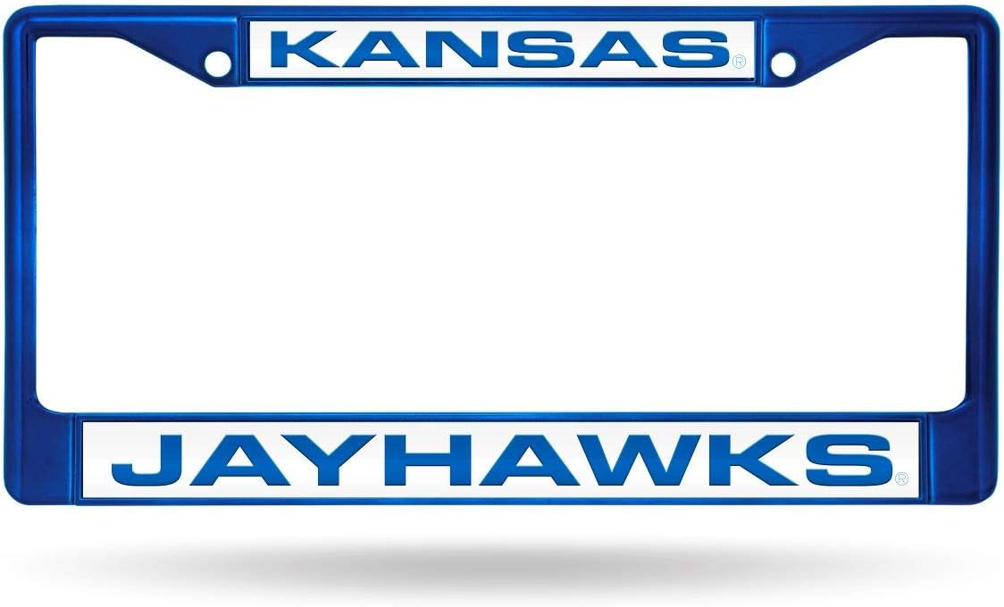 Kansas Jayhawks (Set of 2) Blue Painted Metal Laser Cut License Plate Frames